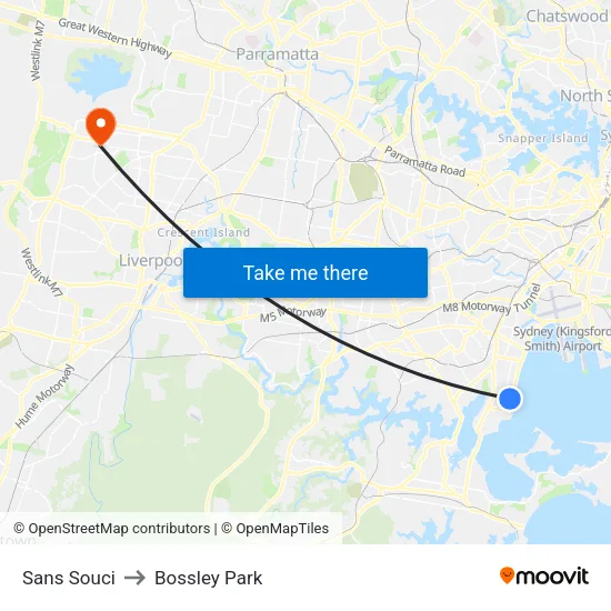 Sans Souci to Bossley Park map