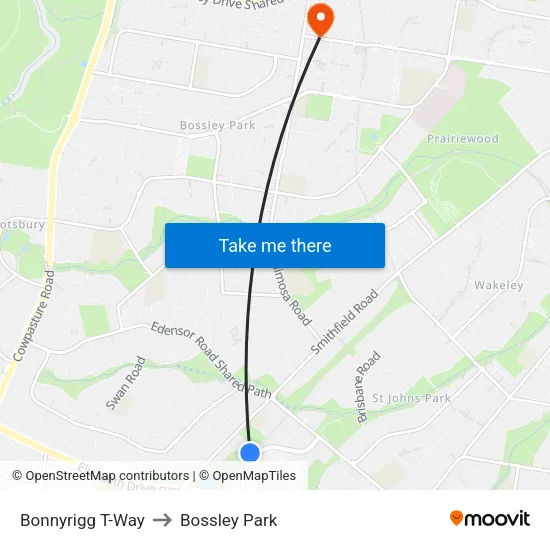 Bonnyrigg T-Way to Bossley Park map