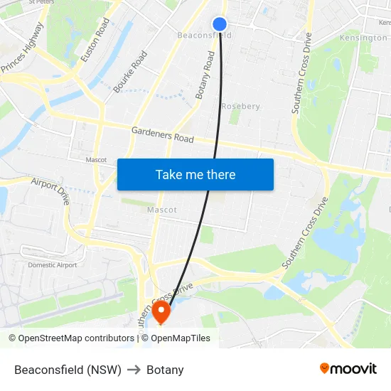 Beaconsfield (NSW) to Botany map