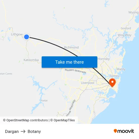 Dargan to Botany map