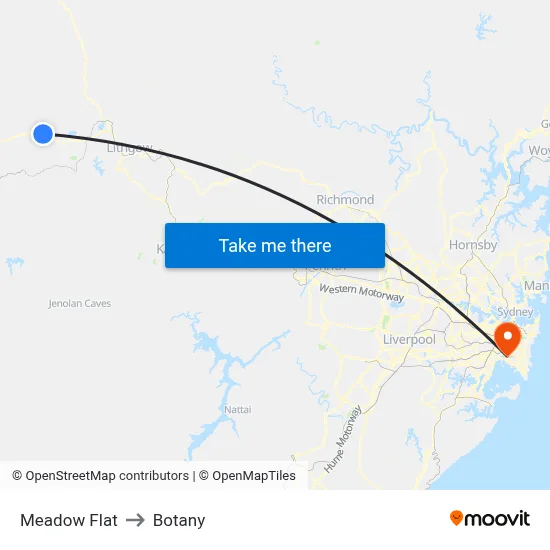 Meadow Flat to Botany map