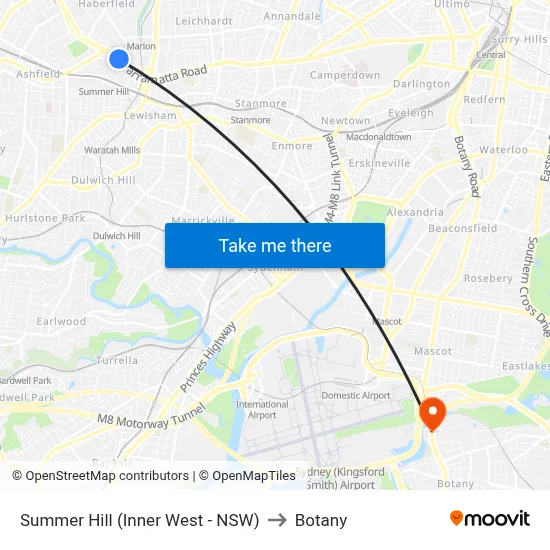 Summer Hill (Inner West - NSW) to Botany map