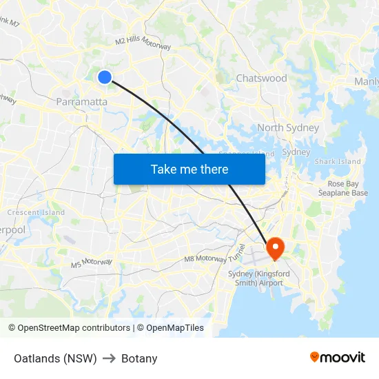 Oatlands (NSW) to Botany map
