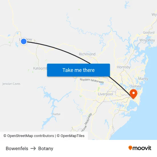 Bowenfels to Botany map