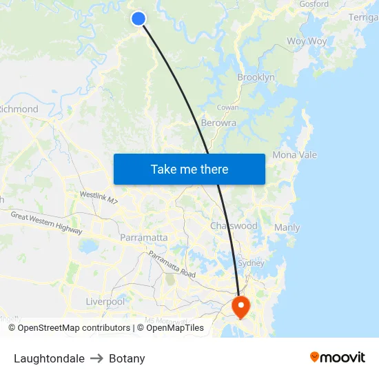 Laughtondale to Botany map