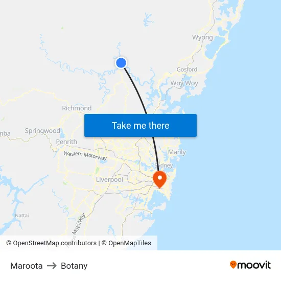 Maroota to Botany map