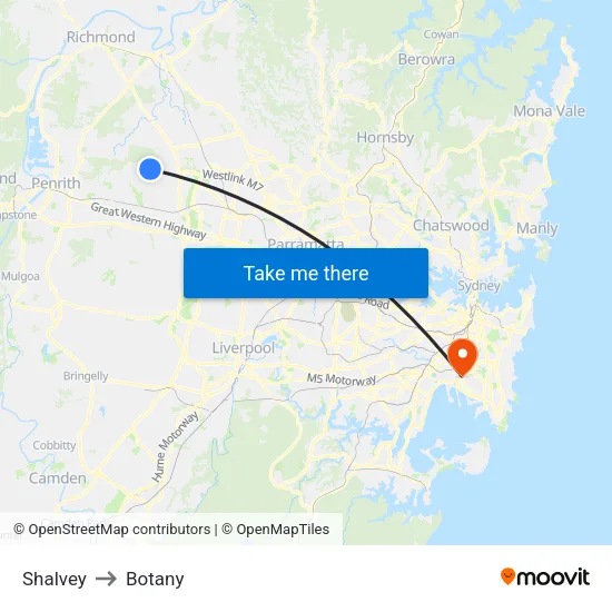 Shalvey to Botany map