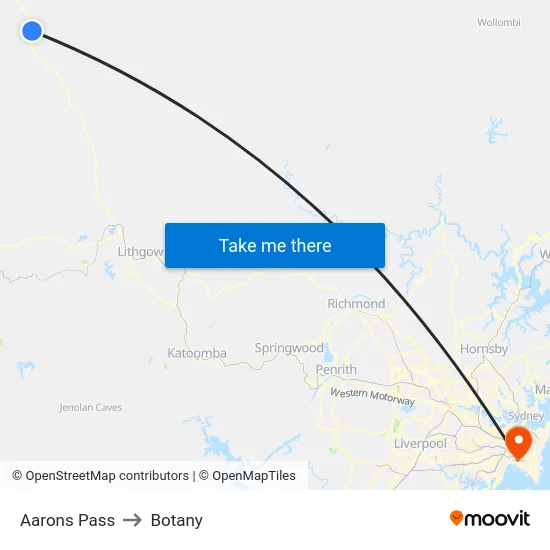 Aarons Pass to Botany map