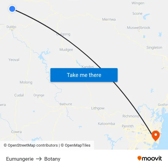 Eumungerie to Botany map