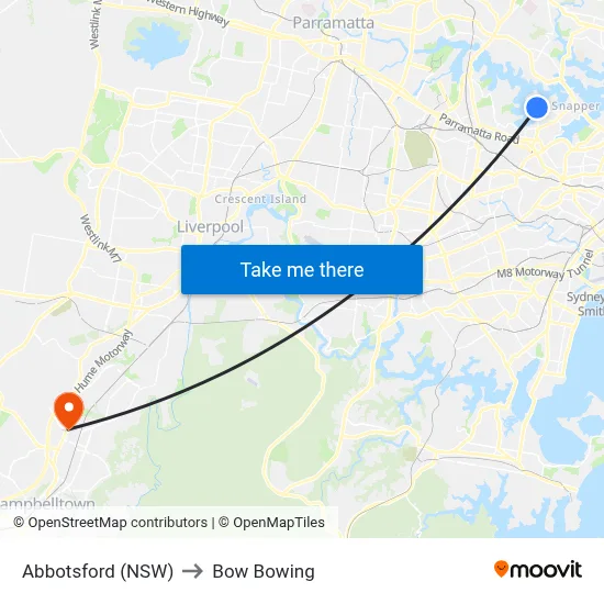 Abbotsford (NSW) to Bow Bowing map