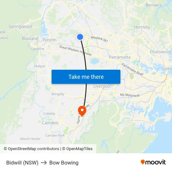 Bidwill (NSW) to Bow Bowing map