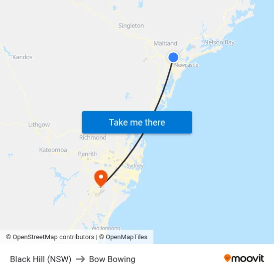 Black Hill (NSW) to Bow Bowing map