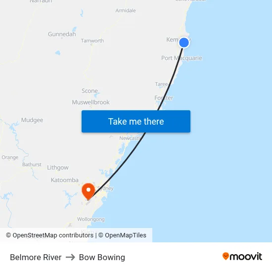 Belmore River to Bow Bowing map