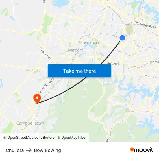 Chullora to Bow Bowing map
