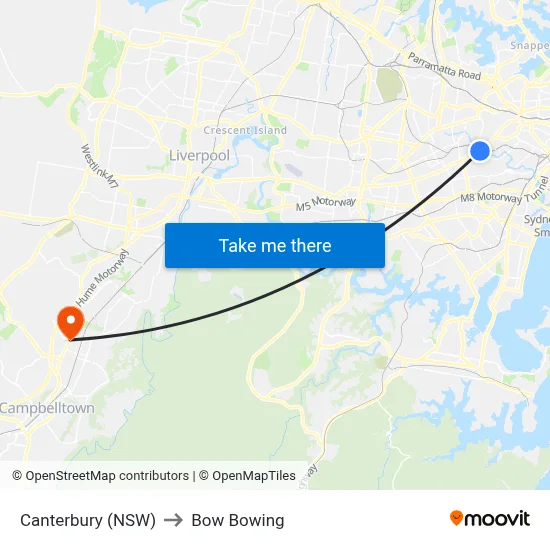 Canterbury (NSW) to Bow Bowing map