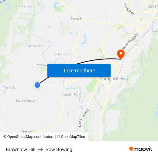 Brownlow Hill to Bow Bowing map