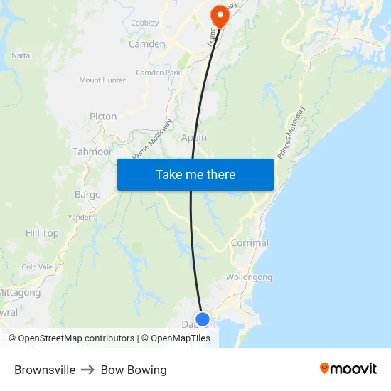 Brownsville to Bow Bowing map