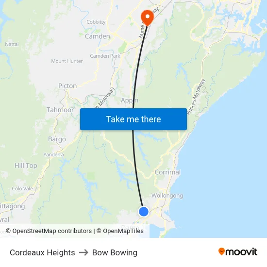 Cordeaux Heights to Bow Bowing map