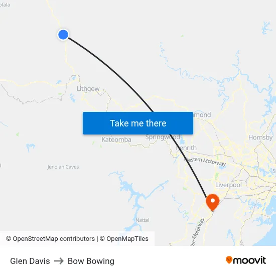 Glen Davis to Bow Bowing map