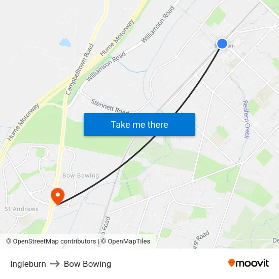 Ingleburn to Bow Bowing map