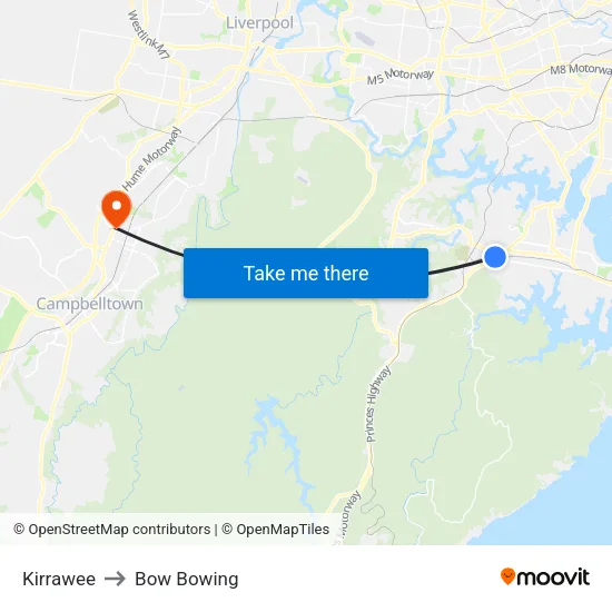 Kirrawee to Bow Bowing map