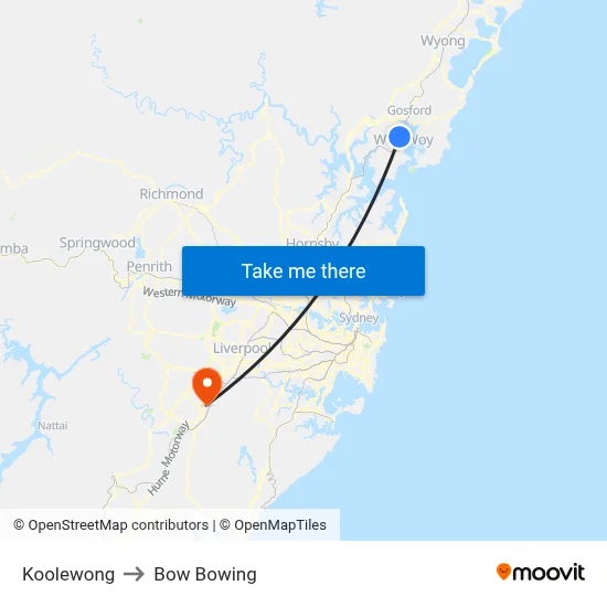 Koolewong to Bow Bowing map