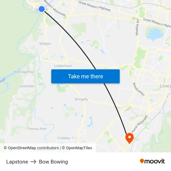 Lapstone to Bow Bowing map