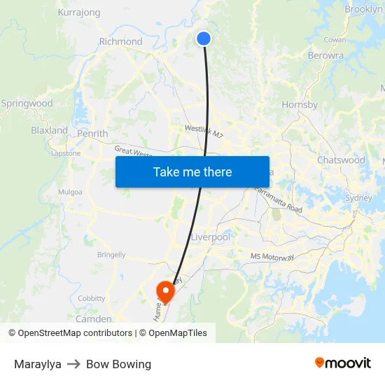Maraylya to Bow Bowing map
