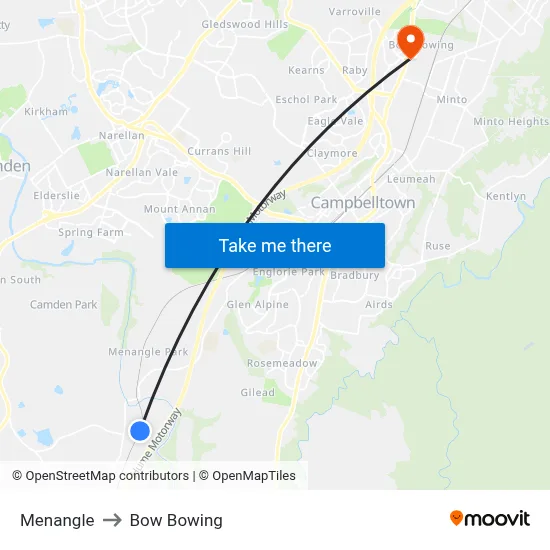 Menangle to Bow Bowing map