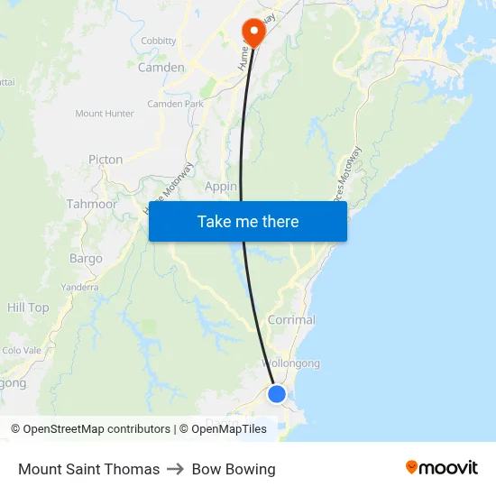 Mount Saint Thomas to Bow Bowing map