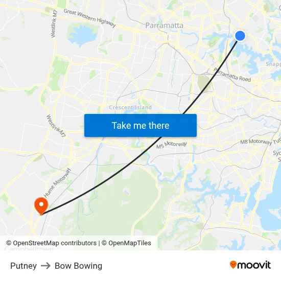 Putney to Bow Bowing map