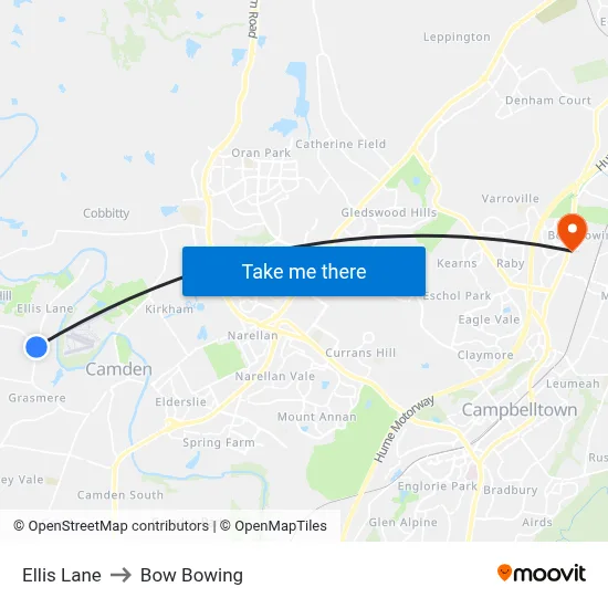 Ellis Lane to Bow Bowing map