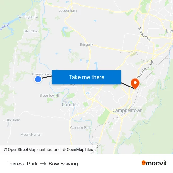 Theresa Park to Bow Bowing map