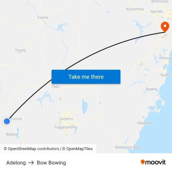 Adelong to Bow Bowing map