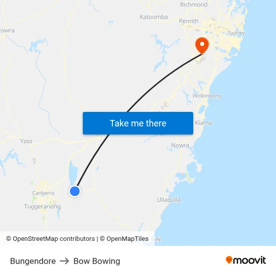 Bungendore to Bow Bowing map