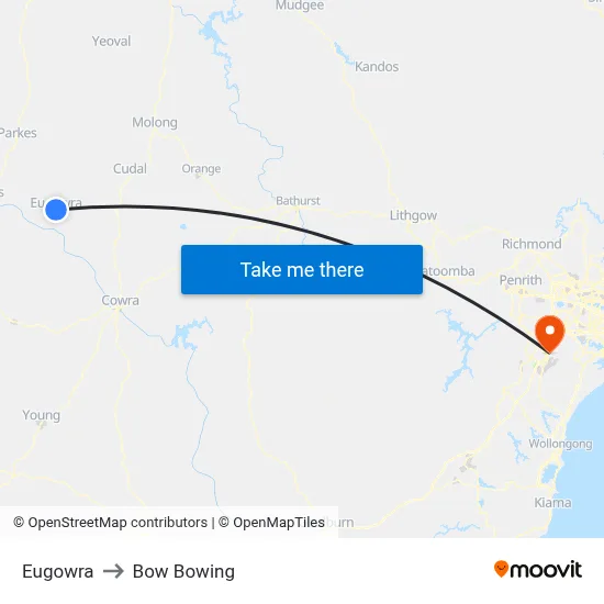 Eugowra to Bow Bowing map