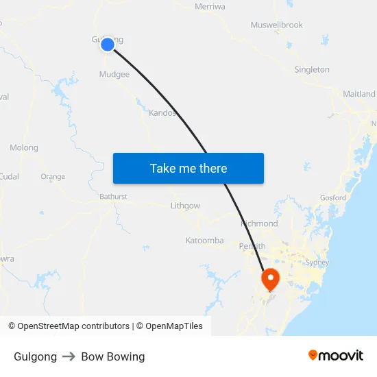 Gulgong to Bow Bowing map