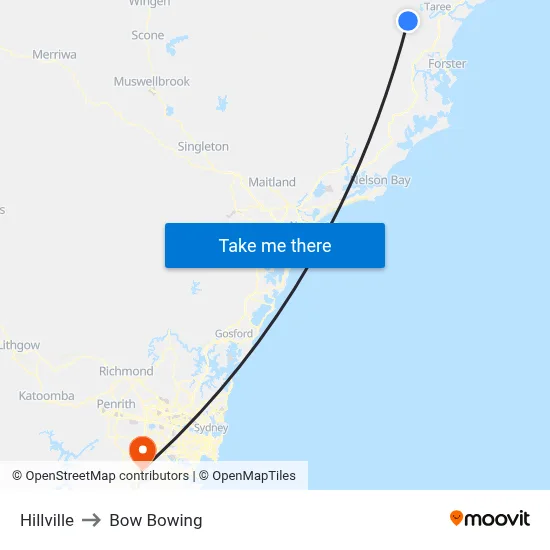 Hillville to Bow Bowing map