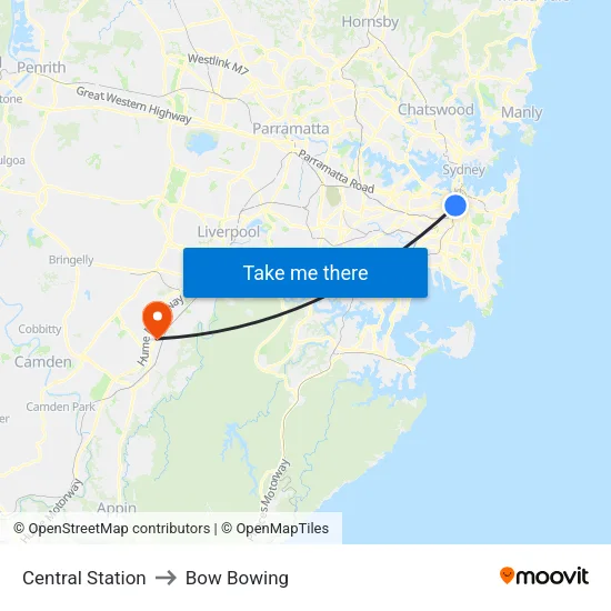 Central Station to Bow Bowing map
