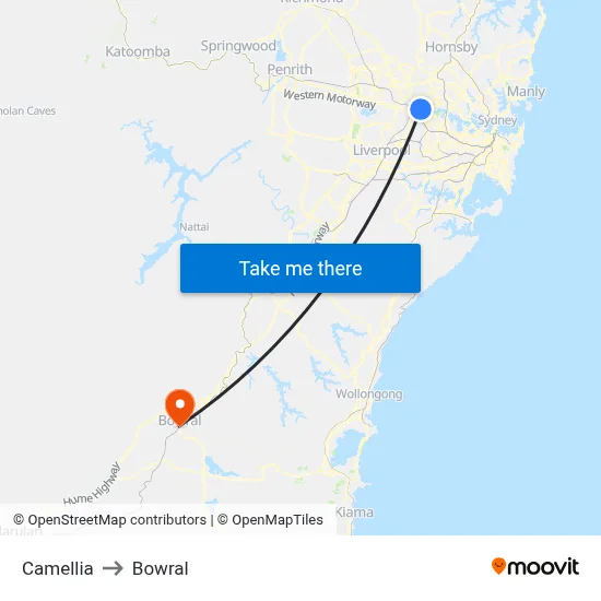 Camellia to Bowral map