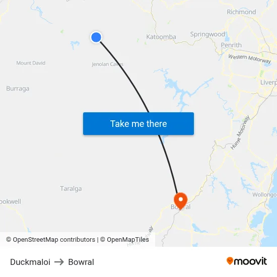 Duckmaloi to Bowral map
