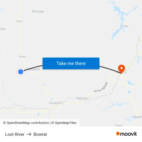 Lost River to Bowral map