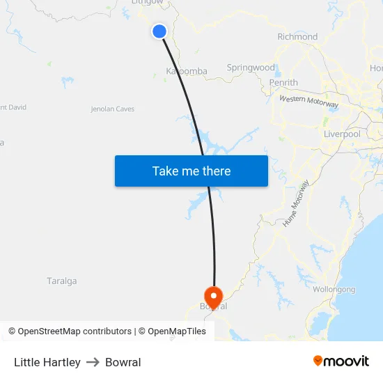 Little Hartley to Bowral map