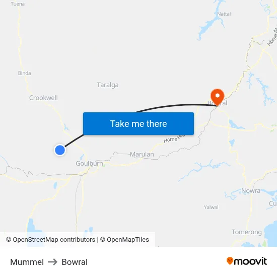 Mummel to Bowral map