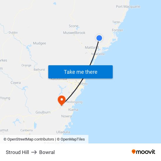 Stroud Hill to Bowral map