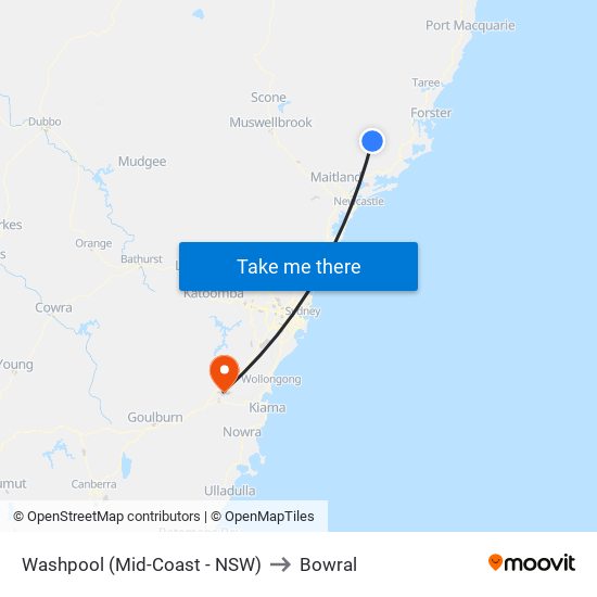 Washpool (Mid-Coast - NSW) to Bowral map