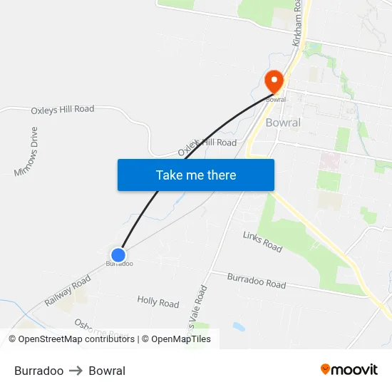 Burradoo to Bowral map