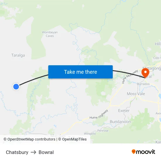 Chatsbury to Bowral map