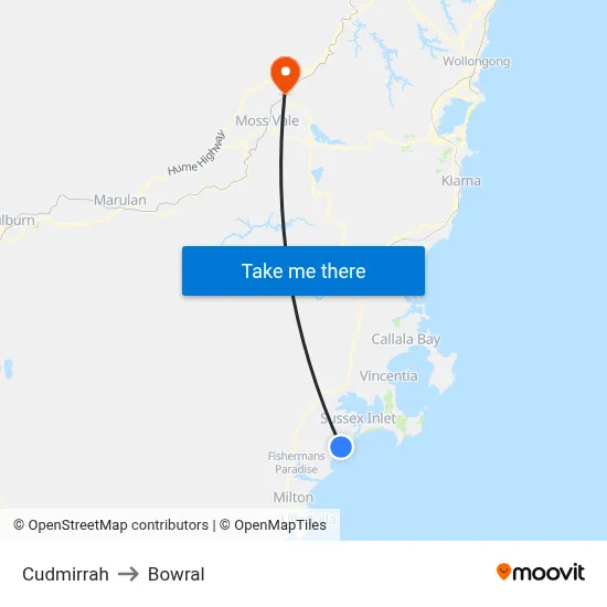 Cudmirrah to Bowral map