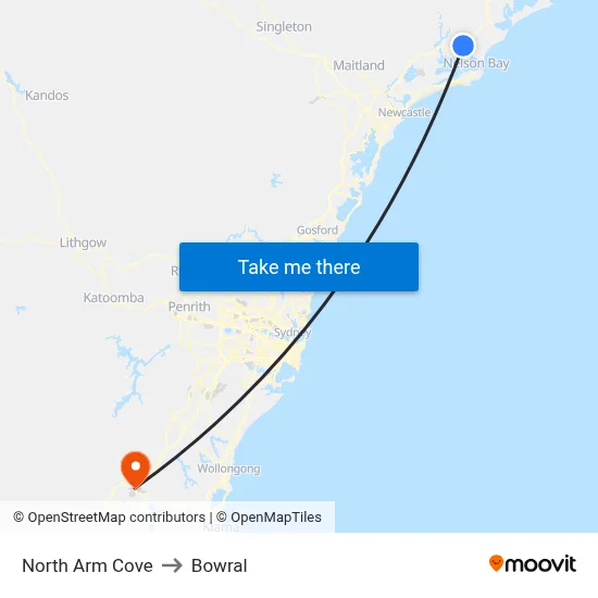 North Arm Cove to Bowral map